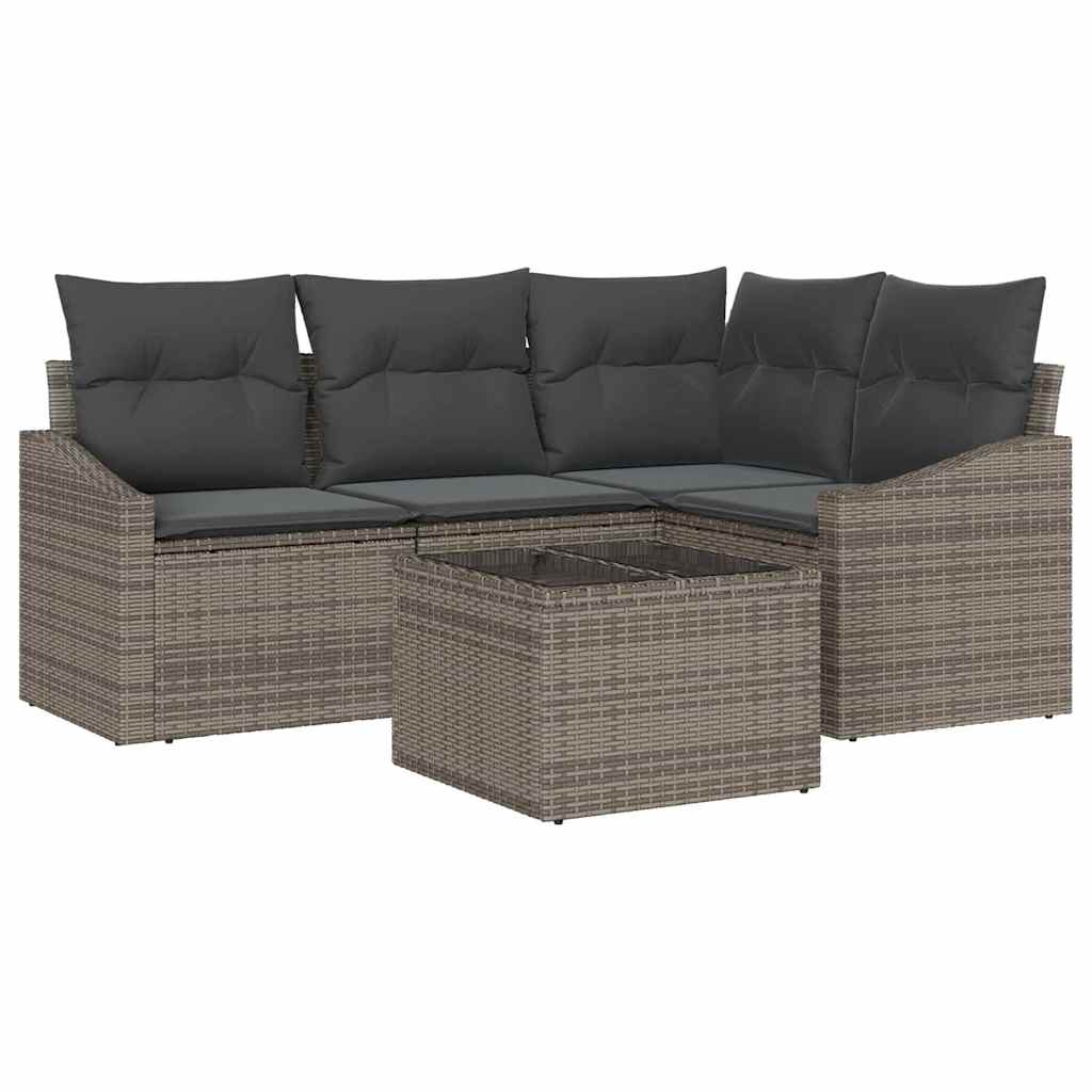 Sjedeća garnitura za vrt 5 kom. Svijetlo siva poliratan Svjetlosiva 178,5 x 123,5 x 85 cm