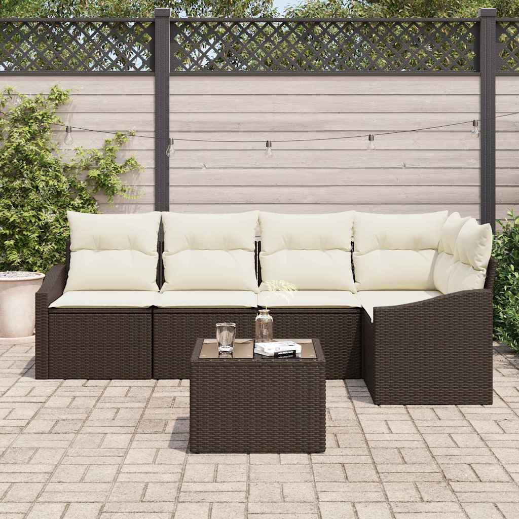 Sjedeća garnitura za vrt 6 kom. Smeđa i krem poliratan 233,5 x 123,5 x 85 cm