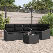 Sjedeća garnitura za vrt 6 kom. Crna poliratan 233,5 x 123,5 x 85 cm