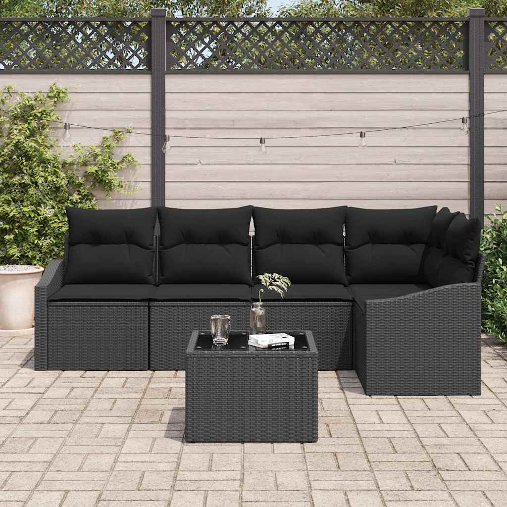 Sjedeća garnitura za vrt 6 kom. Crna poliratan 233,5 x 123,5 x 85 cm