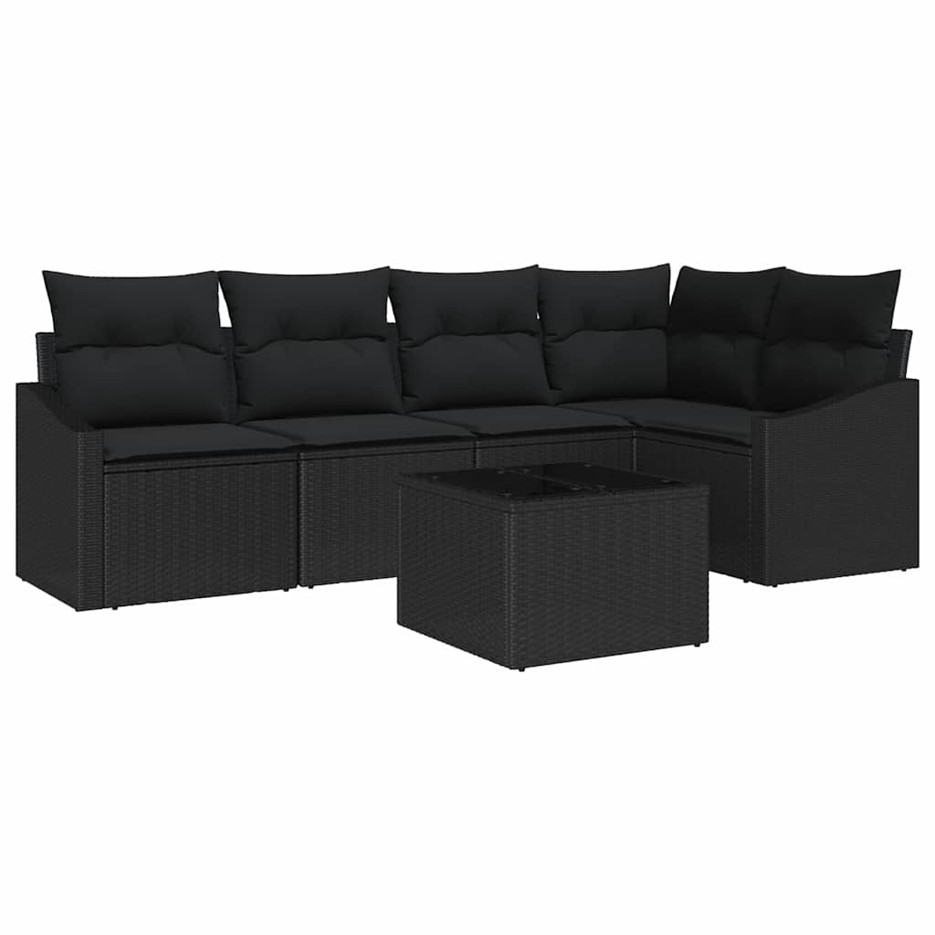 Sjedeća garnitura za vrt 6 kom. Crna poliratan 233,5 x 123,5 x 85 cm