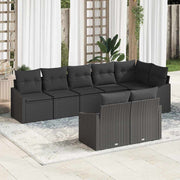Sjedeća garnitura za vrt 8 kom. Crna poliratan 288,5 x 123,5 x 85 cm