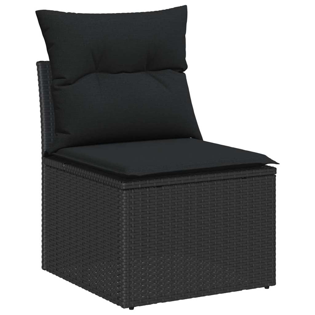 Vrtni set za objed s jastukom s pohranom 7 pcs Crna