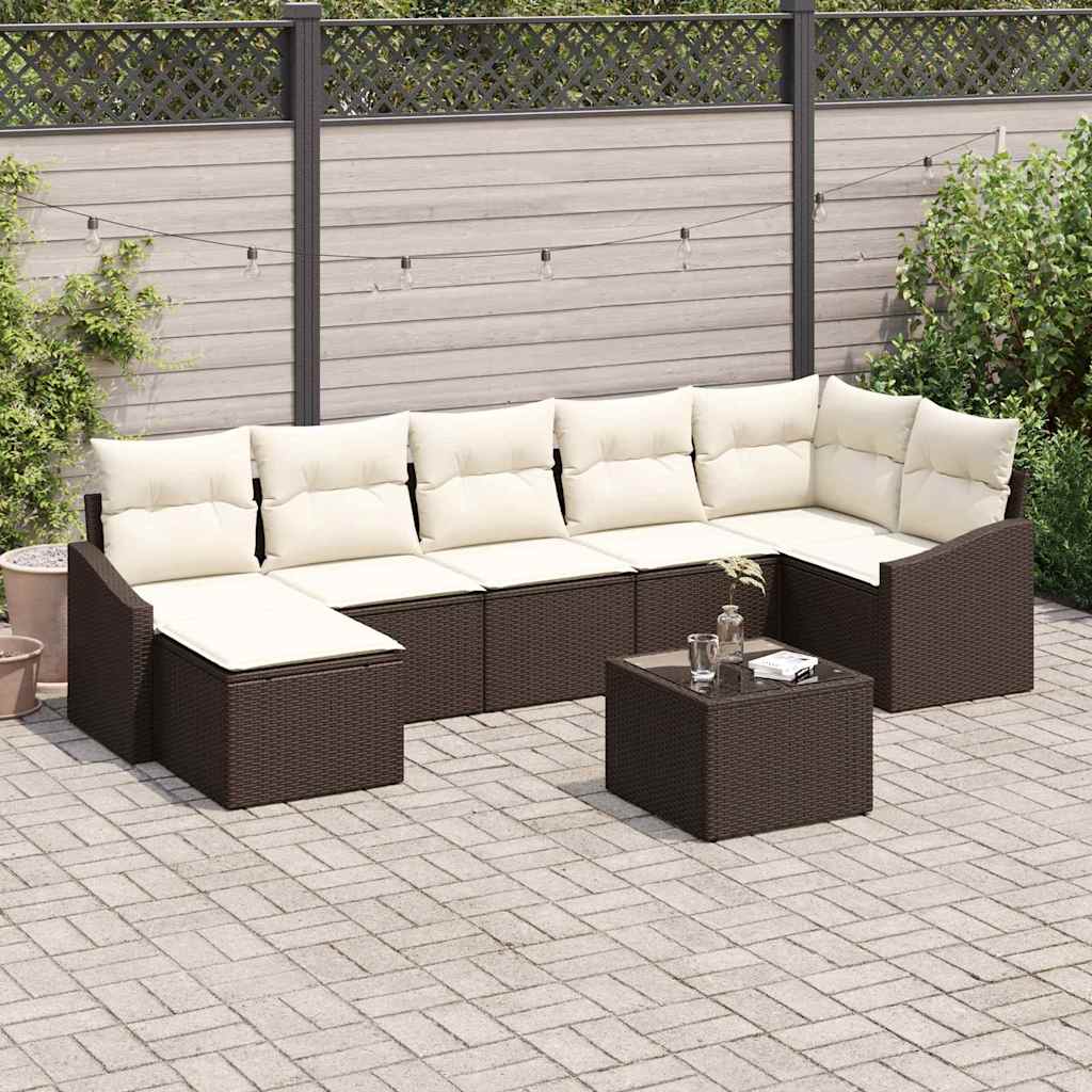 Sjedeća garnitura za vrt 8 kom. Smeđa i krem poliratan 288,5 x 123,5 x 85 cm