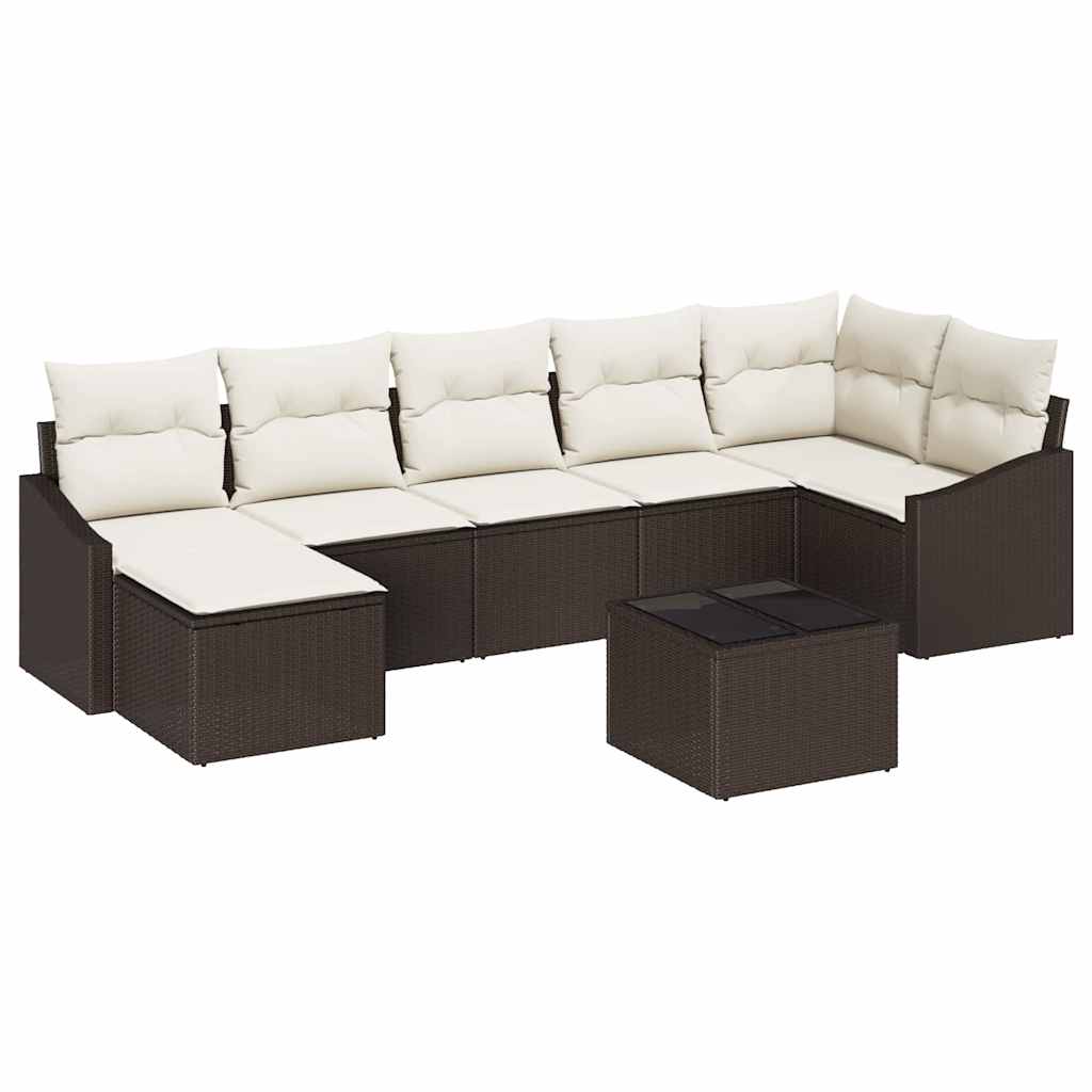 Sjedeća garnitura za vrt 8 kom. Smeđa i krem poliratan 288,5 x 123,5 x 85 cm