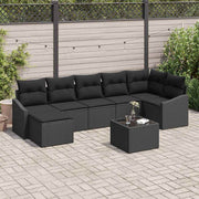 Sjedeća garnitura za vrt 8 kom. Crna poliratan 288,5 x 123,5 x 85 cm