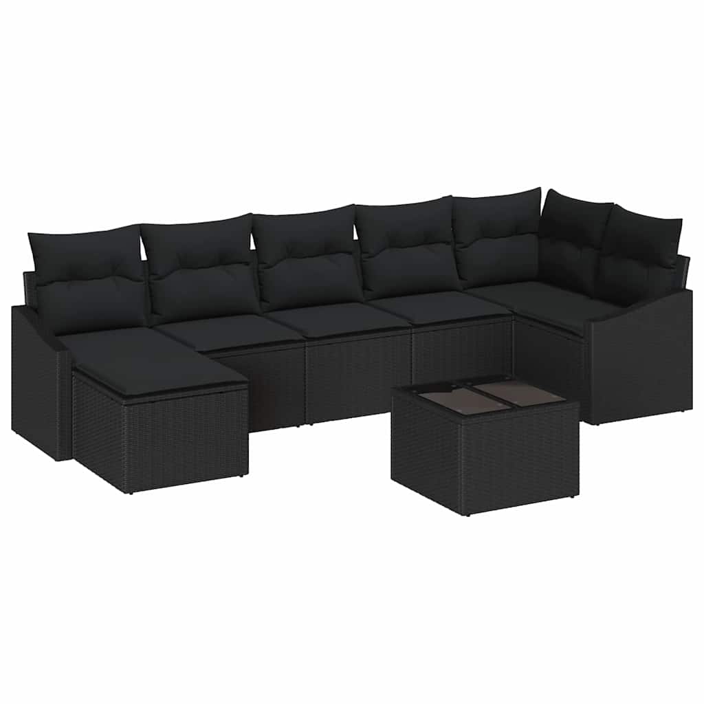 Sjedeća garnitura za vrt 8 kom. Crna poliratan 288,5 x 123,5 x 85 cm