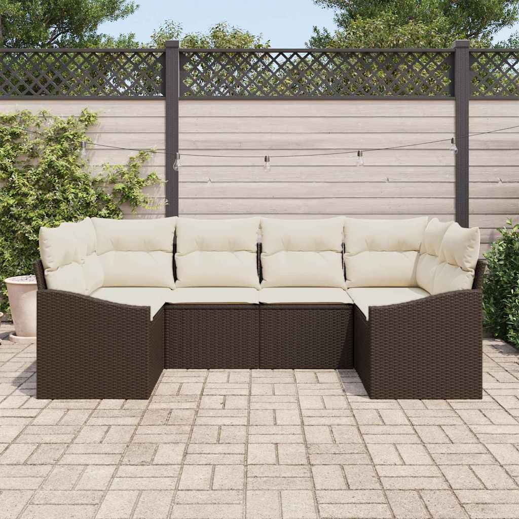 Sjedeća garnitura za vrt 6 kom. Smeđa i krem poliratan 234 x 123.5 x 69 cm