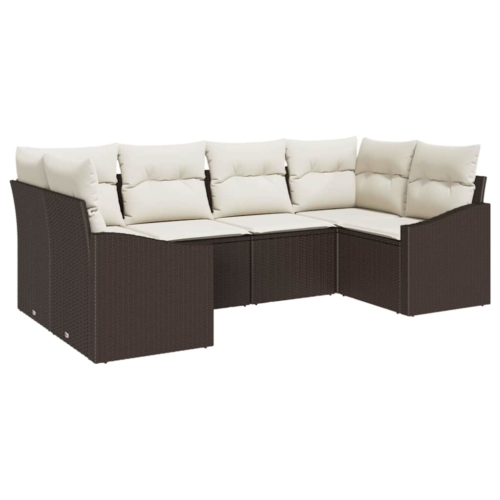 Sjedeća garnitura za vrt 6 kom. Smeđa i krem poliratan 234 x 123.5 x 69 cm