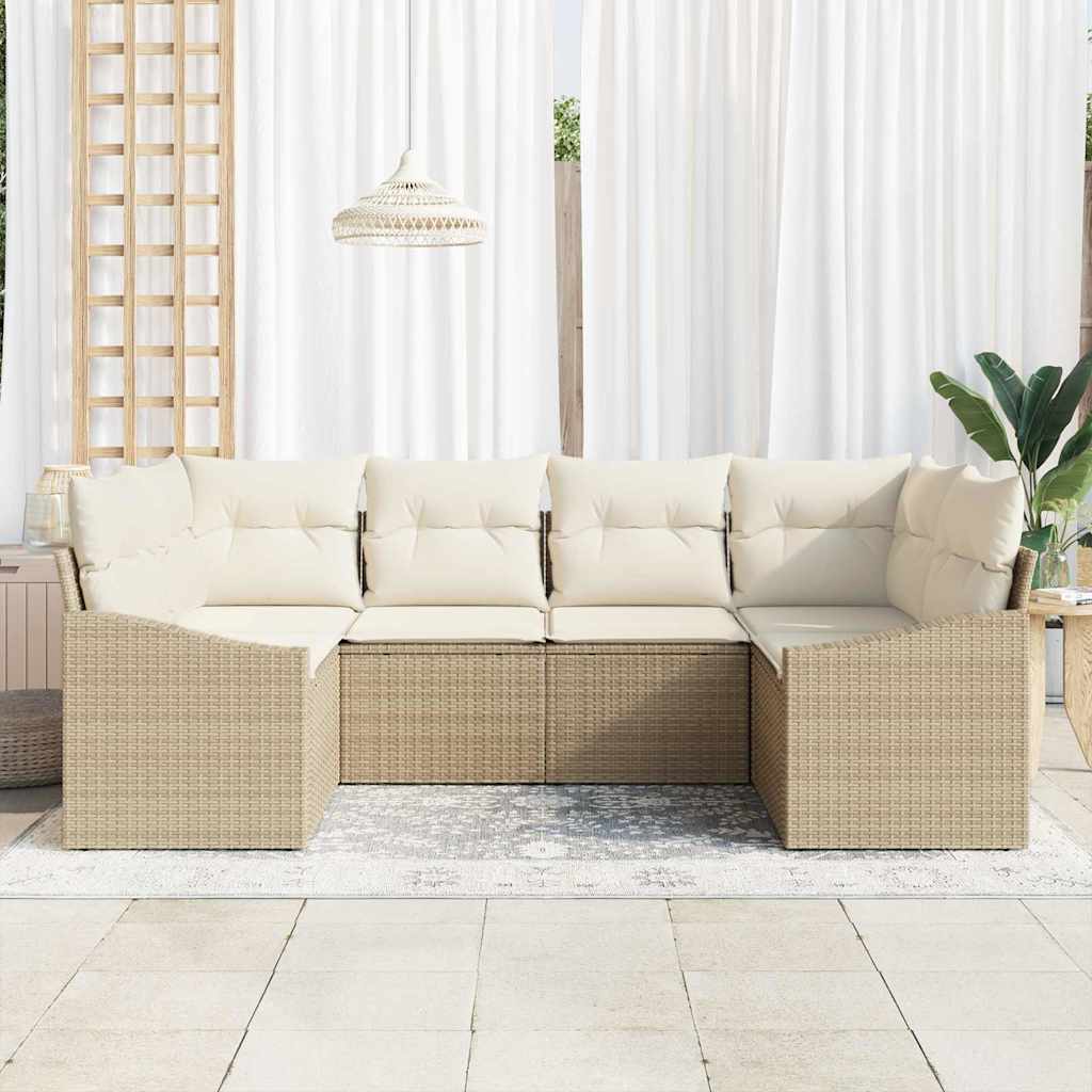 Sjedeća garnitura za vrt 6 kom. Bež i krema poliratan 234 x 123.5 x 69 cm