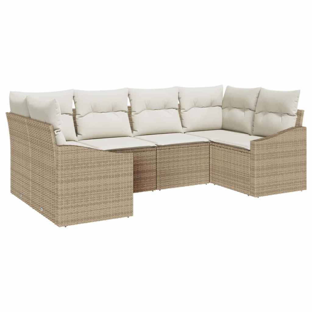 Sjedeća garnitura za vrt 6 kom. Bež i krema poliratan 234 x 123.5 x 69 cm
