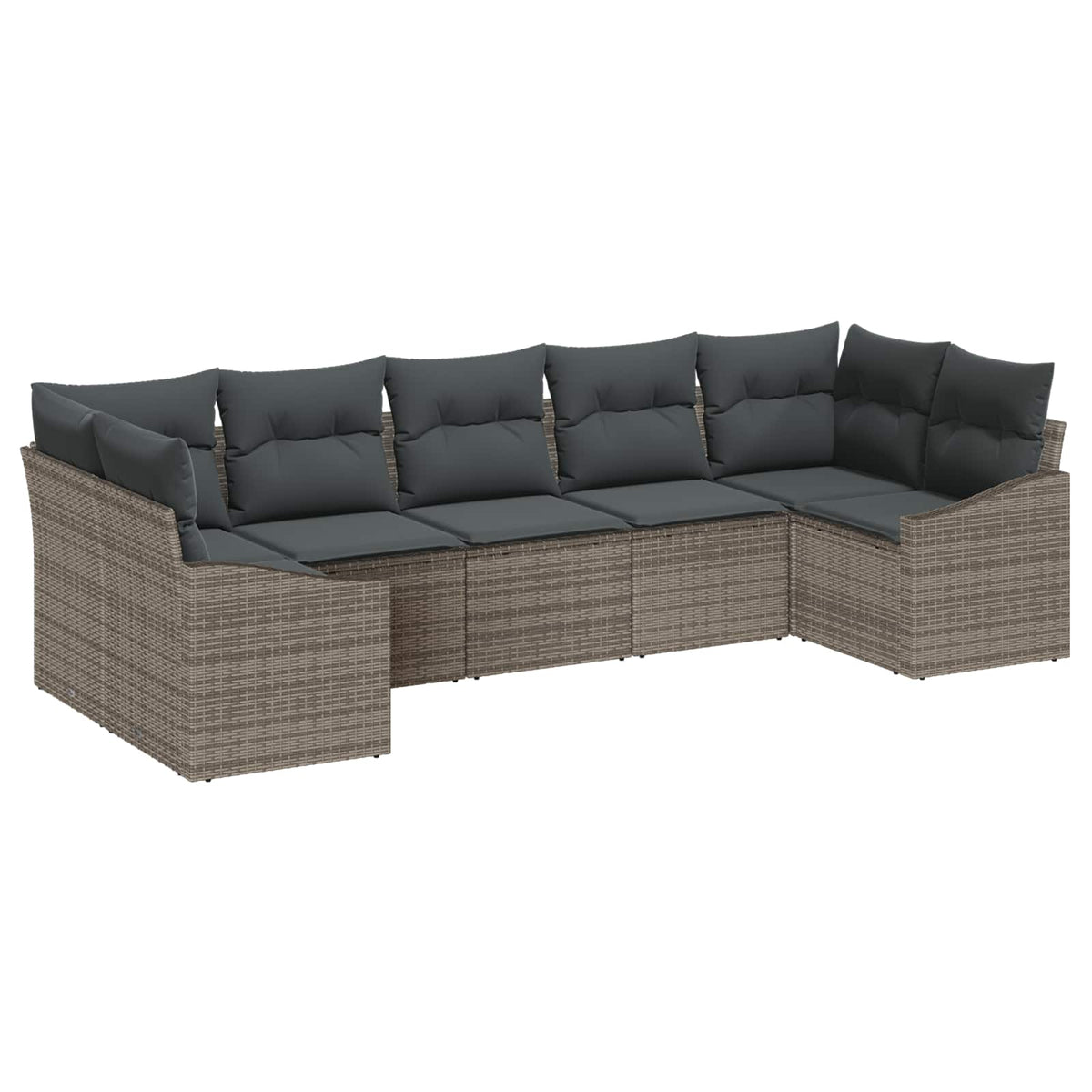Sjedeća garnitura za vrt 7 kom. Siva poliratan 165 x 62 x 69 cm