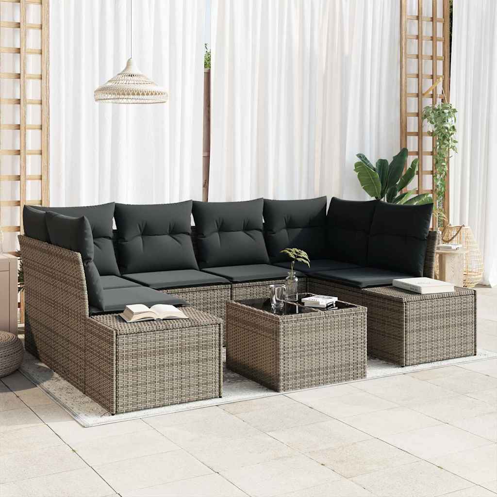 Sjedeća garnitura za vrt 8 kom. Siva poliratan 239 x 62 x 69 cm