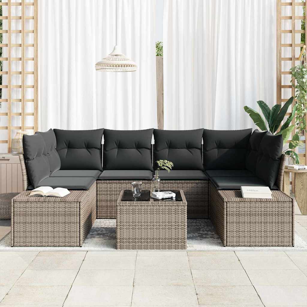 Sjedeća garnitura za vrt 8 kom. Siva poliratan 239 x 62 x 69 cm