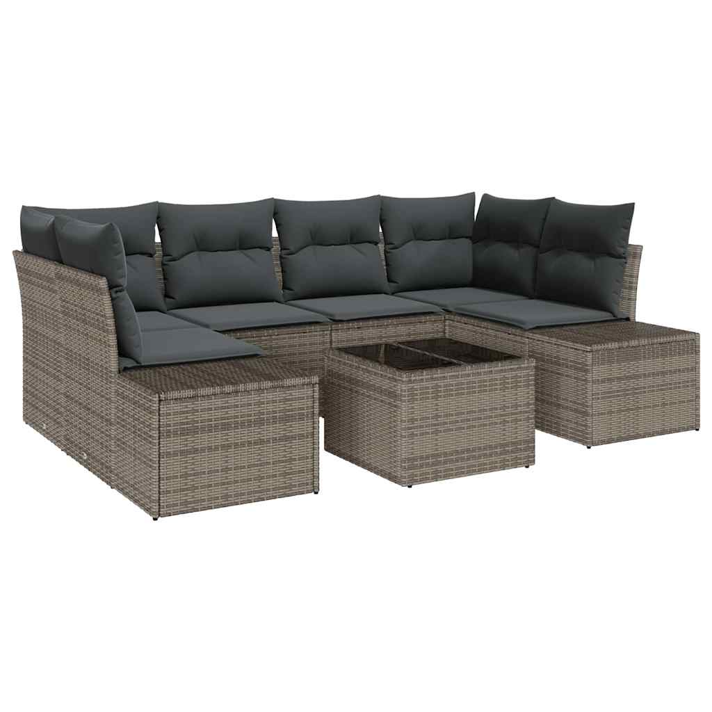 Sjedeća garnitura za vrt 8 kom. Siva poliratan 239 x 62 x 69 cm