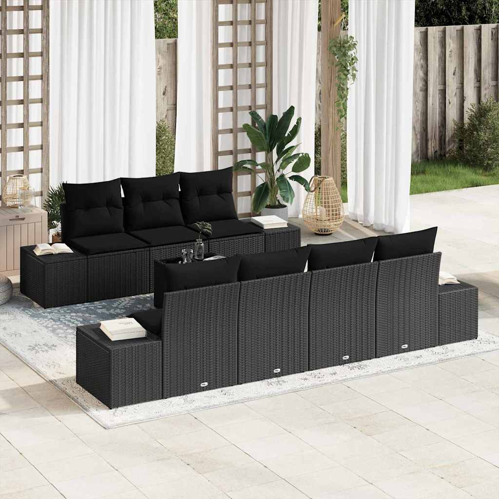Sjedeća garnitura za vrt 8 kom. Crna poliratan 239 x 62 x 69 cm