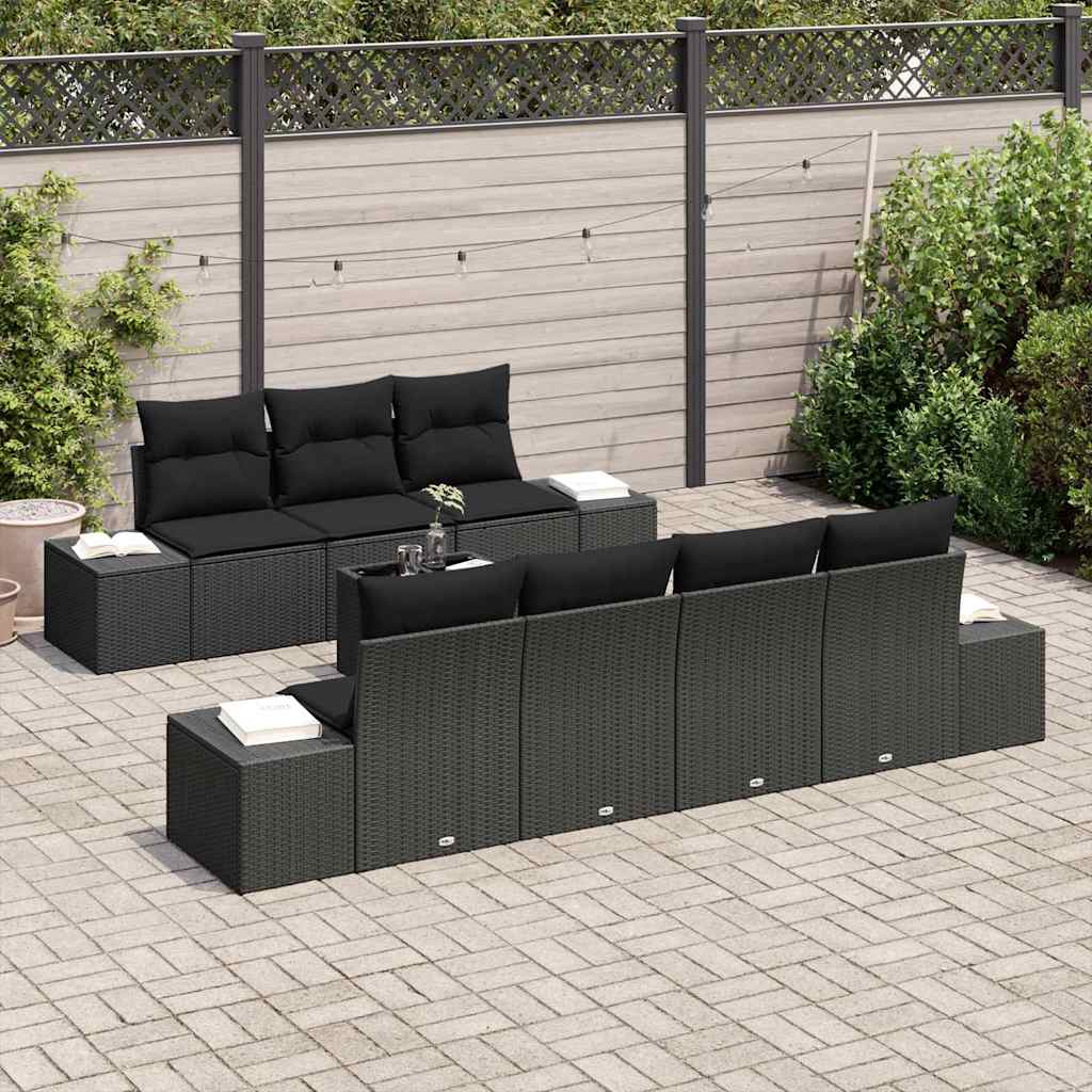 Sjedeća garnitura za vrt 8 kom. Crna poliratan 239 x 62 x 69 cm