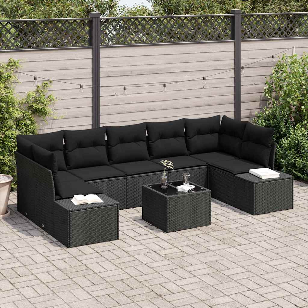 Sjedeća garnitura za vrt 8 kom. Crna poliratan 239 x 62 x 69 cm
