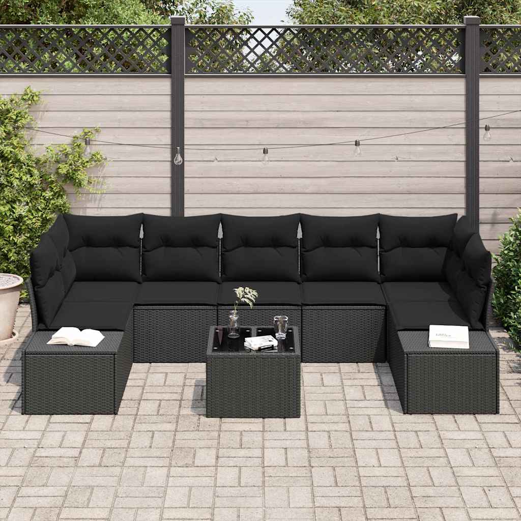 Sjedeća garnitura za vrt 8 kom. Crna poliratan 239 x 62 x 69 cm