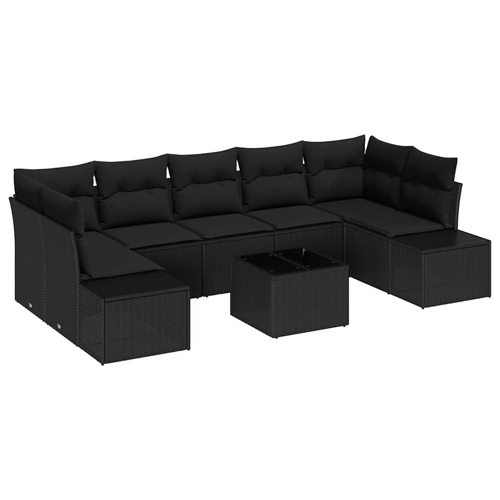 Sjedeća garnitura za vrt 8 kom. Crna poliratan 239 x 62 x 69 cm