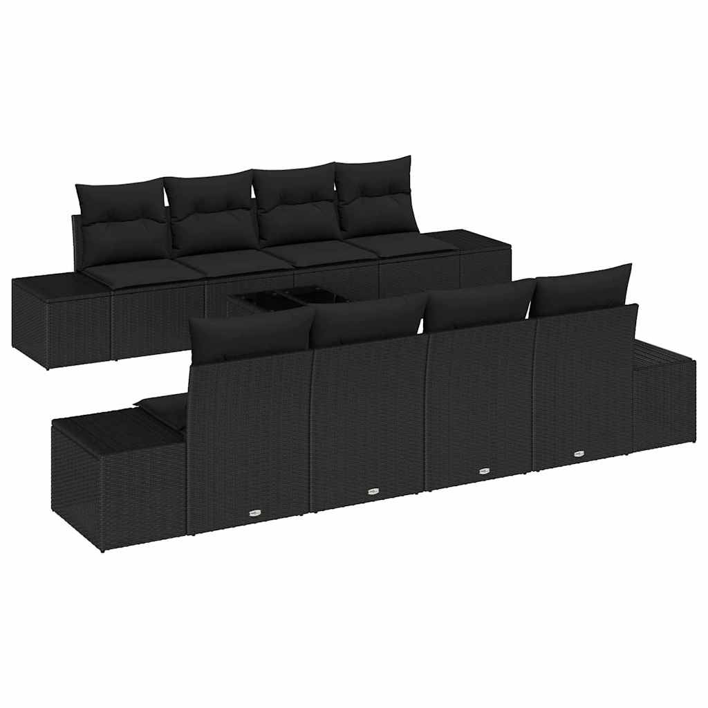 Sjedeća garnitura za vrt 8 kom. Crna poliratan 239 x 62 x 69 cm