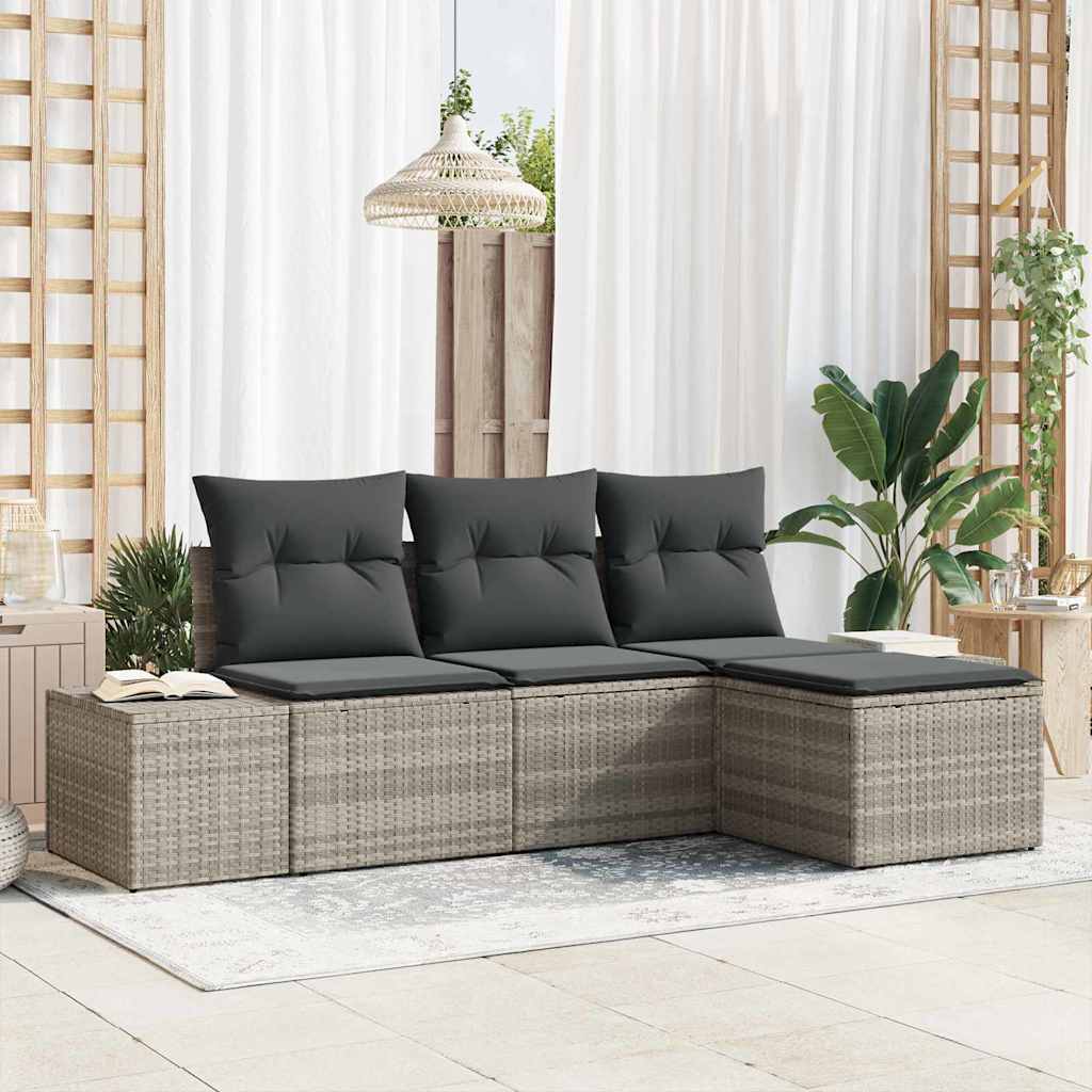 Sjedeća garnitura za vrt 4 kom. Svijetlo siva poliratan Svjetlosiva 239 x 62 x 85 cm