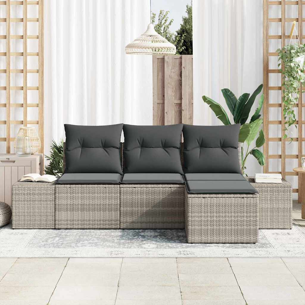 Sjedeća garnitura za vrt 4 kom. Svijetlo siva poliratan Svjetlosiva 239 x 62 x 85 cm