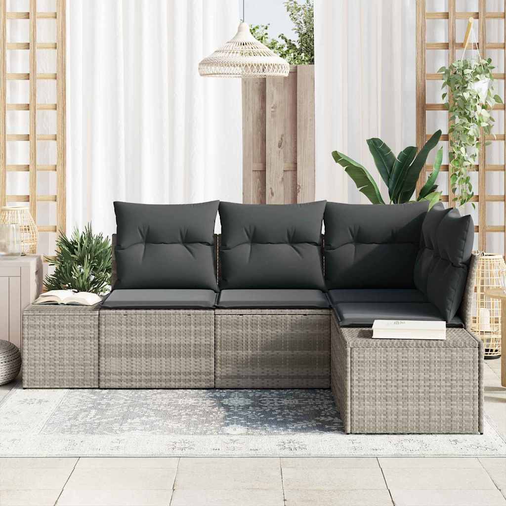 Sjedeća garnitura za vrt 4 kom. Svijetlo siva poliratan Svjetlosiva 209 x 154 x 69 cm