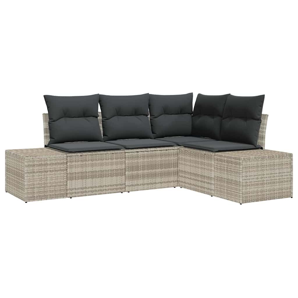 Sjedeća garnitura za vrt 4 kom. Svijetlo siva poliratan Svjetlosiva 209 x 154 x 69 cm