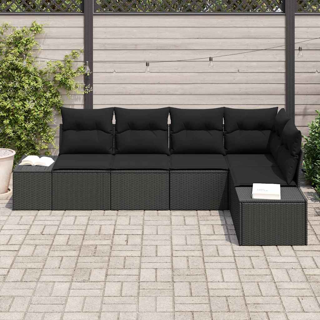 Sjedeća garnitura za vrt 5 kom. Crna poliratan 264 x 154 x 69 cm