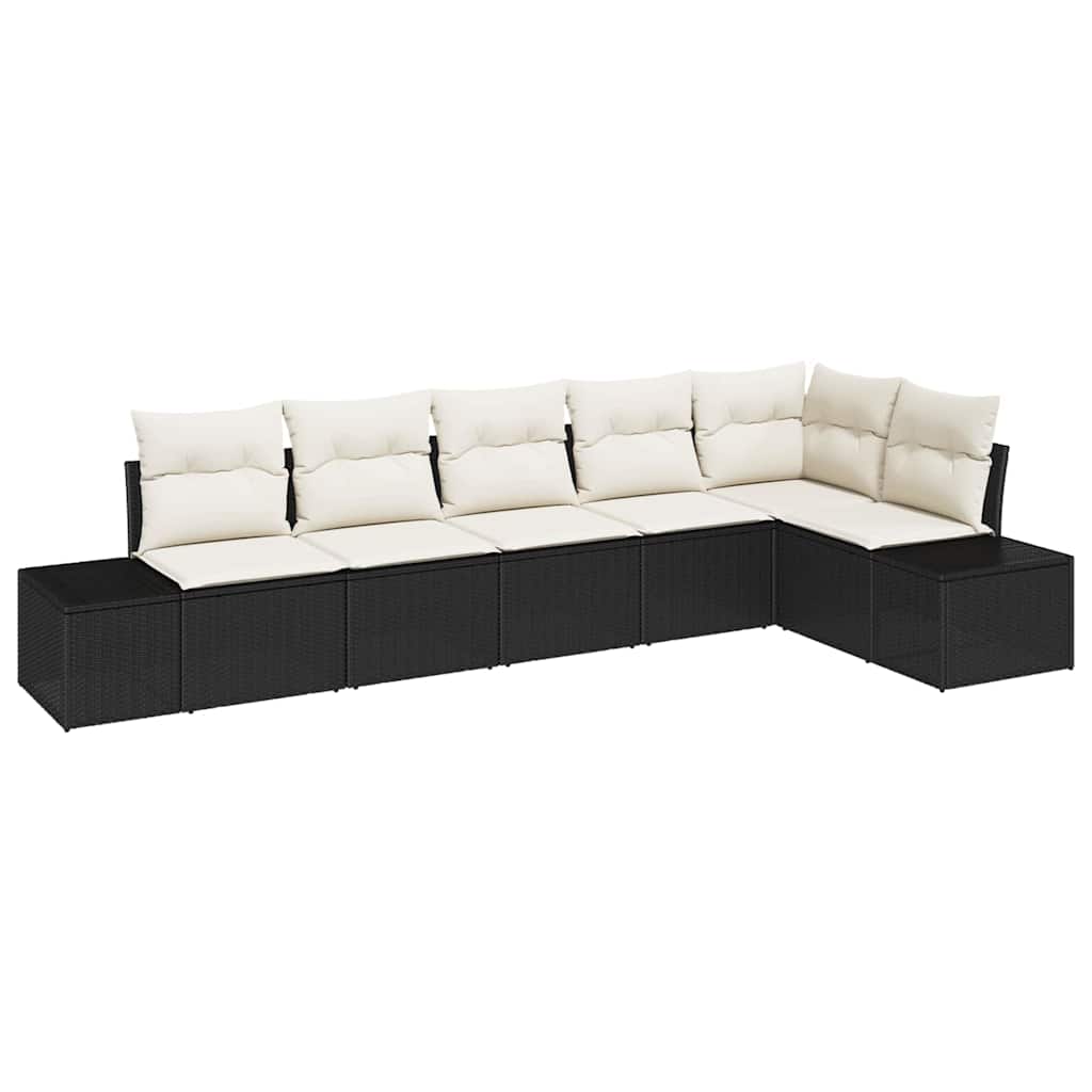 Sjedeća garnitura za vrt 6 kom. Crna i Krema poliratan 319 x 154 x 69 cm