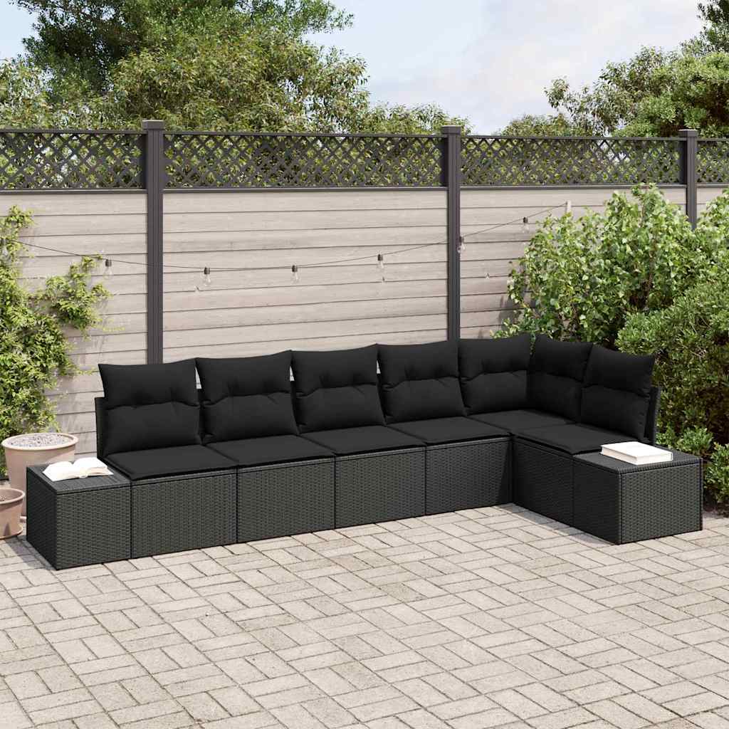 Sjedeća garnitura za vrt 6 kom. Crna poliratan 319 x 154 x 69 cm