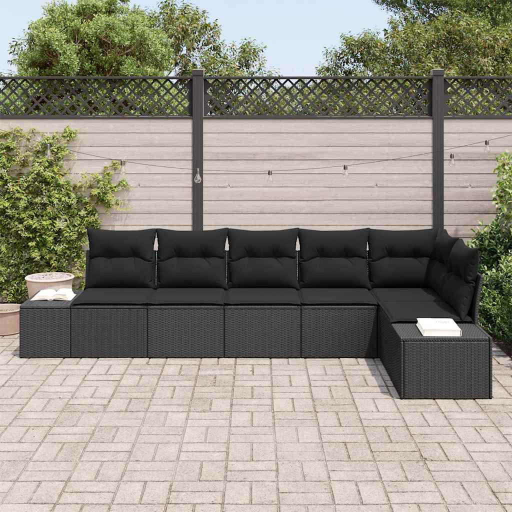 Sjedeća garnitura za vrt 6 kom. Crna poliratan 319 x 154 x 69 cm