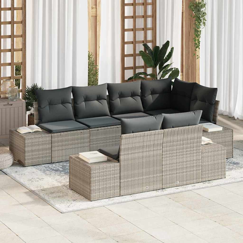 Sjedeća garnitura za vrt 7 kom. Svijetlo siva poliratan Svjetlosiva 264 x 154 x 69 cm