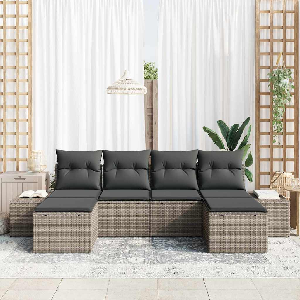 Sjedeća garnitura za vrt 4 kom. Siva poliratan 294 x 55 x 85 cm