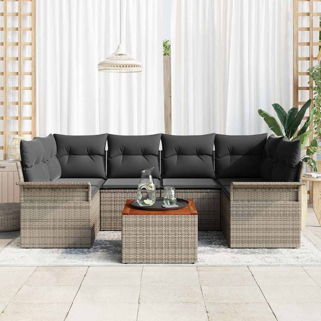Sjedeća garnitura za vrt 7 kom. 6-Broj sjedala Siva poliratan 234 x 132.5 x 69 cm