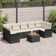 Sjedeća garnitura za vrt 8 kom. 7-Broj sjedala Crna i Krema 298 x 132.5 x 69 cm
