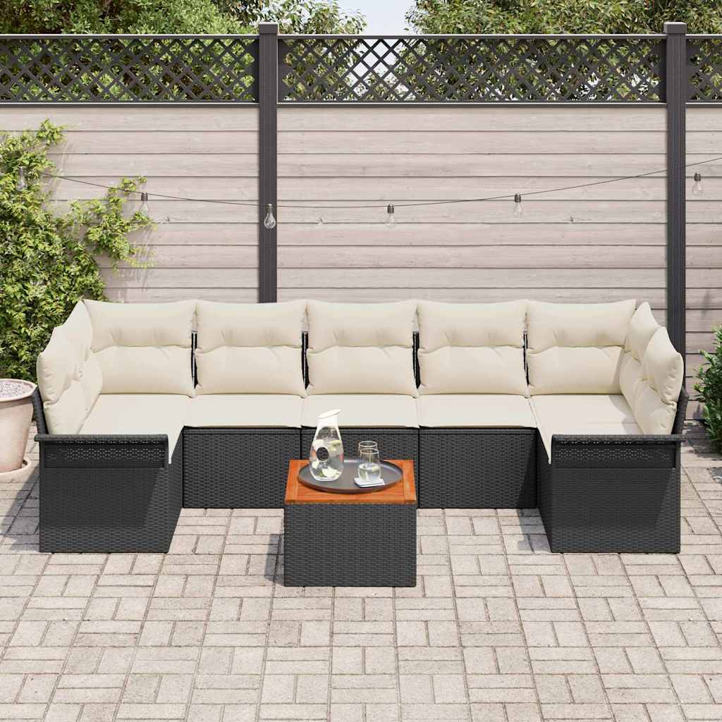 Sjedeća garnitura za vrt 8 kom. 7-Broj sjedala Crna i Krema 298 x 132.5 x 69 cm