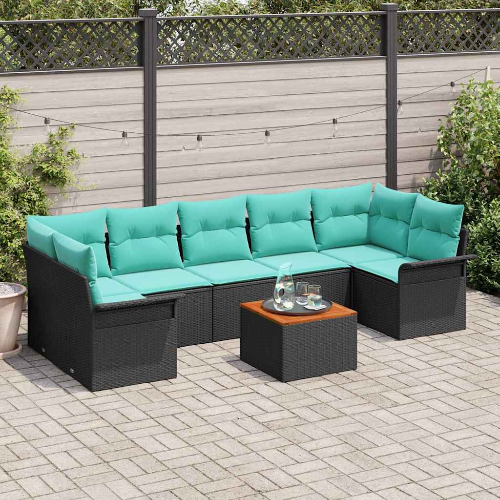 Sjedeća garnitura za vrt 8 kom. 7-Broj sjedala Crna i Tirkizna 298 x 132,5 x 69 cm