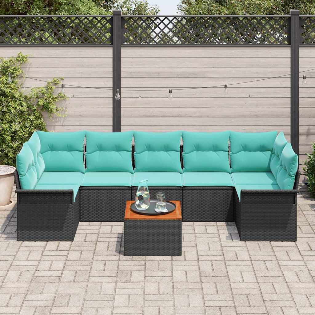 Sjedeća garnitura za vrt 8 kom. 7-Broj sjedala Crna i Tirkizna 298 x 132,5 x 69 cm