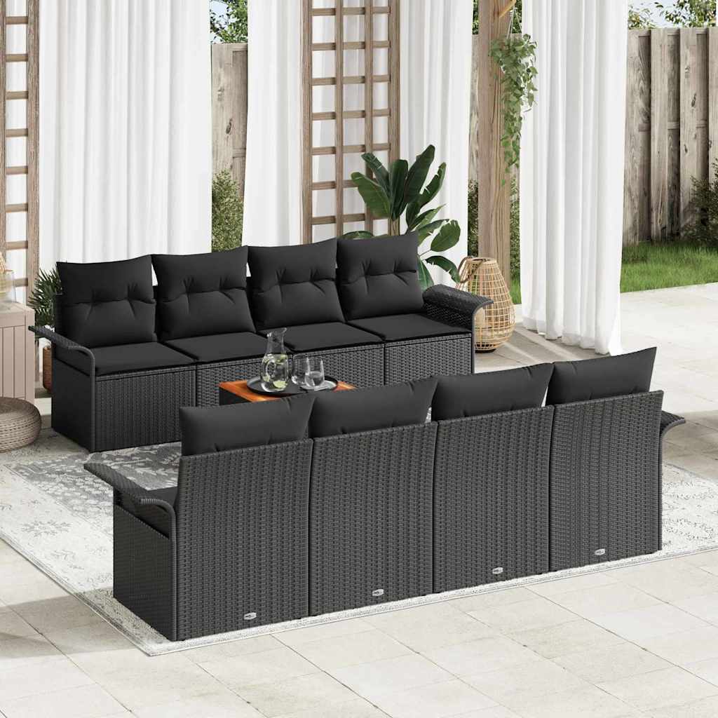 Sjedeća garnitura za vrt 9 kom. Crna poliratan 251 x 62 x 69 cm