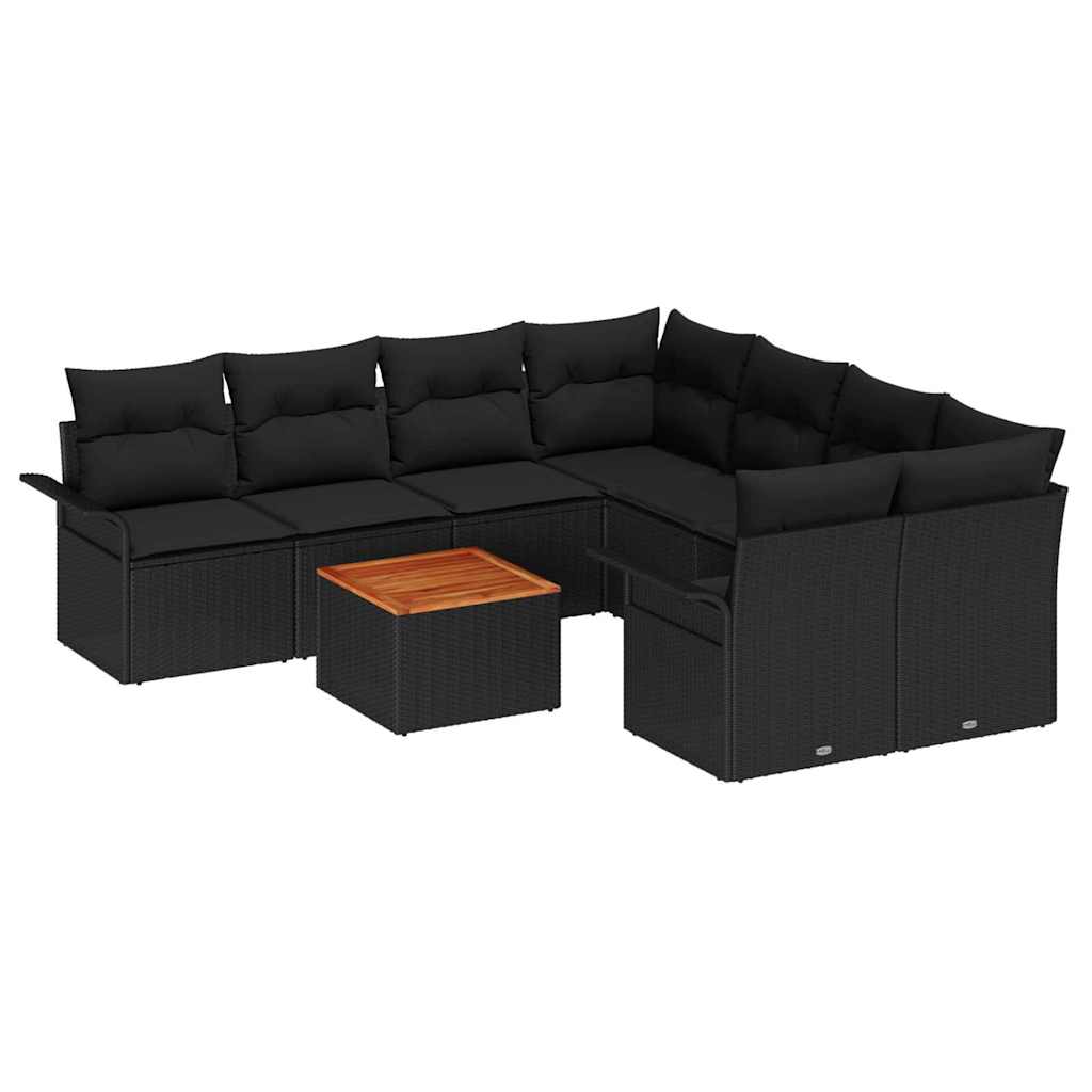 Sjedeća garnitura za vrt 9 kom. 8-Broj sjedala Crna poliratan 242,5 x 234 x 69 cm