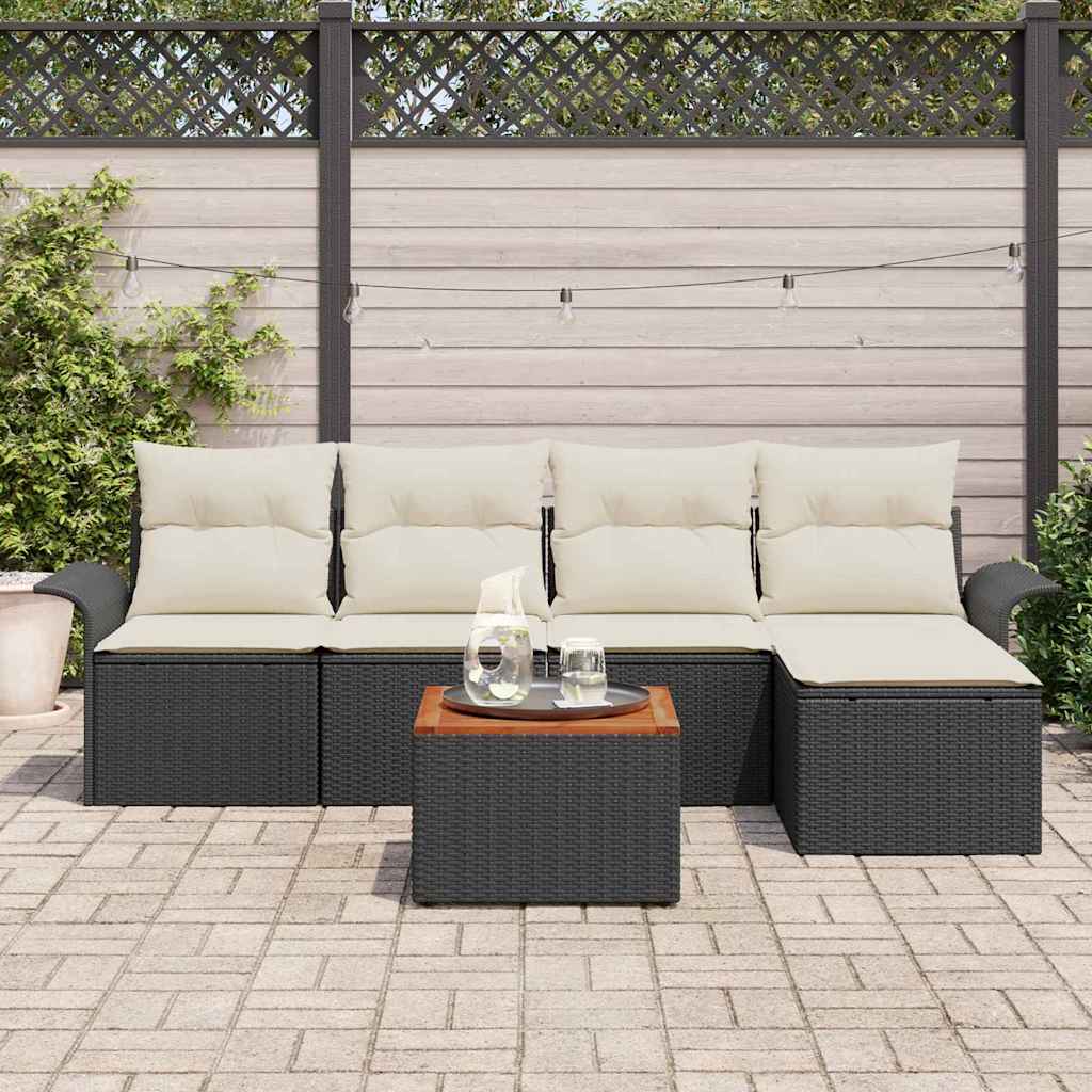 Sjedeća garnitura za vrt 6 kom. Crna i Krema poliratan 251 x 117 x 69 cm