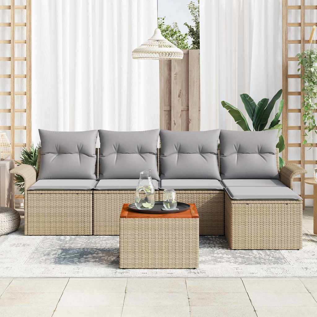 Sjedeća garnitura za vrt 6 kom. Bež i svijetlo siva poliratan 251 x 117 x 69 cm