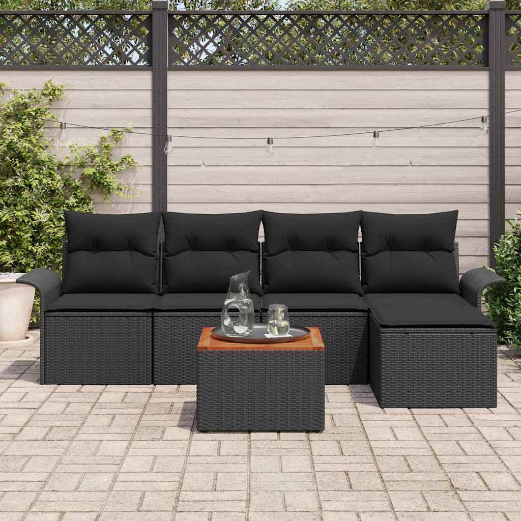 Sjedeća garnitura za vrt 6 kom. Crna poliratan 251 x 117 x 69 cm