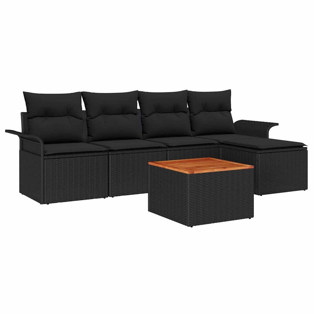 Sjedeća garnitura za vrt 6 kom. Crna poliratan 251 x 117 x 69 cm