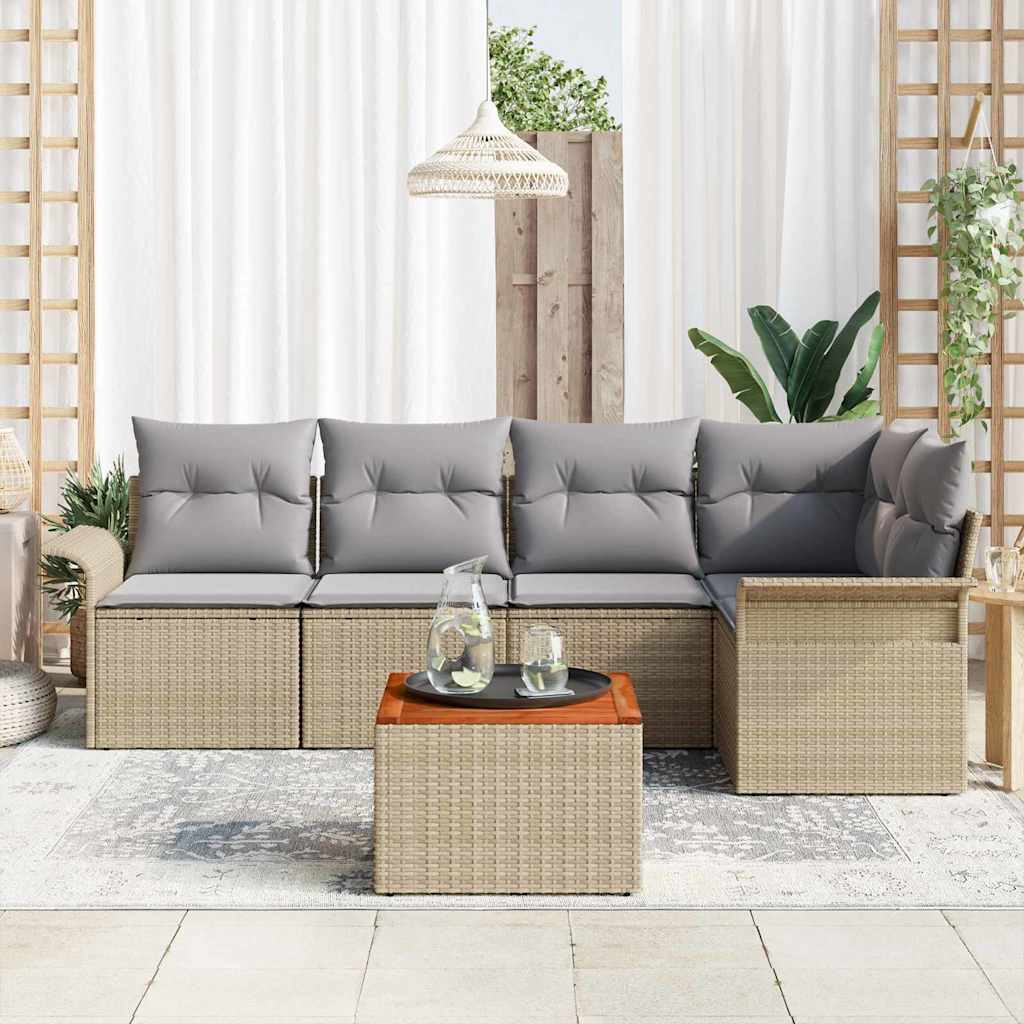 Sjedeća garnitura za vrt 6 kom. 5-Broj sjedala Bež 242,5 x 132,5 x 69 cm