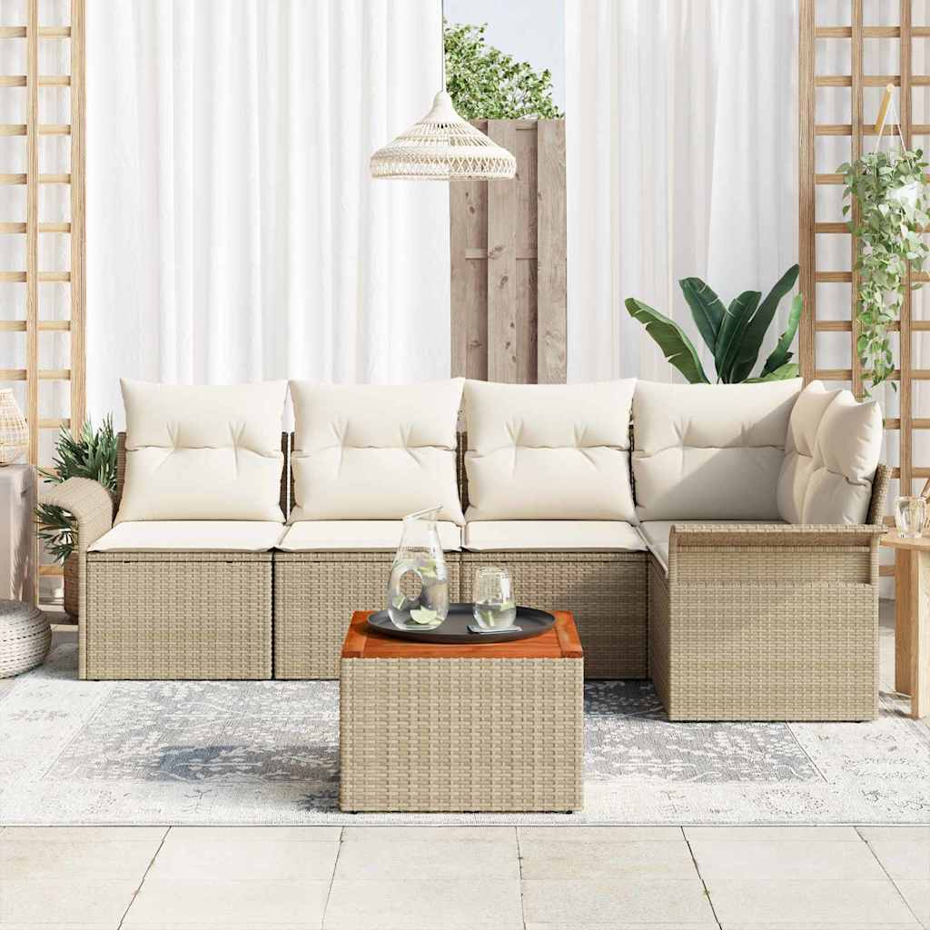 Sjedeća garnitura za vrt 6 kom. 5-Broj sjedala Bež i krema 242,5 x 132,5 x 69 cm