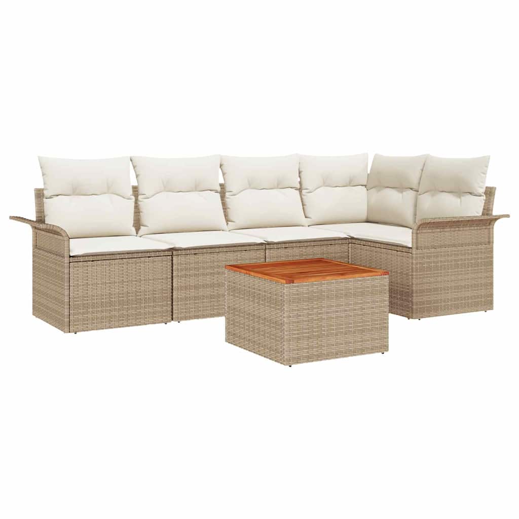 Sjedeća garnitura za vrt 6 kom. 5-Broj sjedala Bež i krema 242,5 x 132,5 x 69 cm