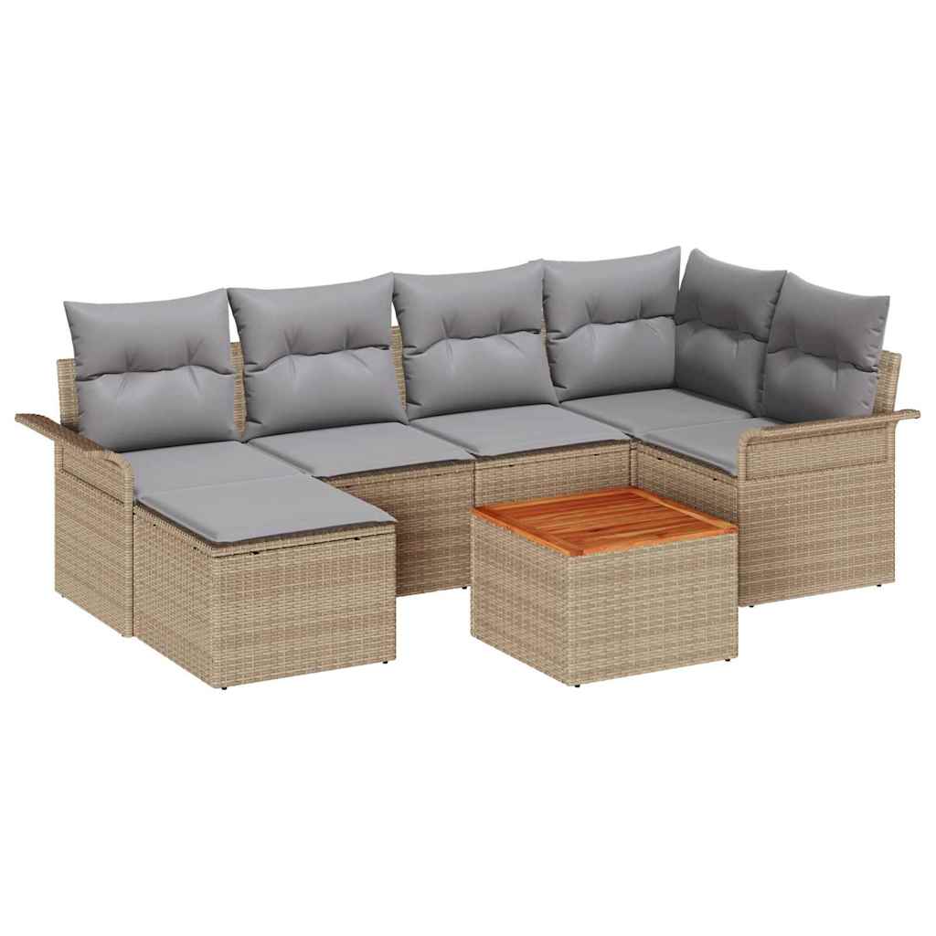 Sjedeća garnitura za vrt 7 kom. Bež i svijetlo siva poliratan 242,5 x 132,5 x 69 cm